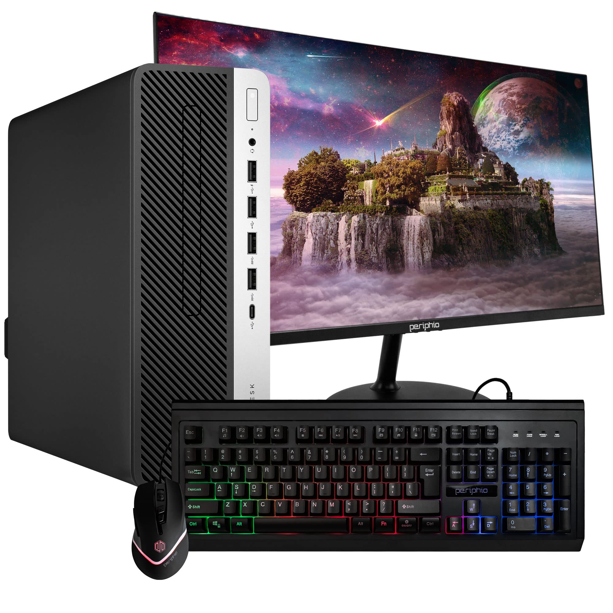 HP ProDesk 600G4 Desktop Computer | Hexa Core Intel i5 (3.2GHz) | 16GB DDR4 RAM | 500GB SSD Solid State | Windows 11 Pro | New 24in LCD Monitor | RGB Keyboard & Mouse | Home or Office PC (Renewed)
